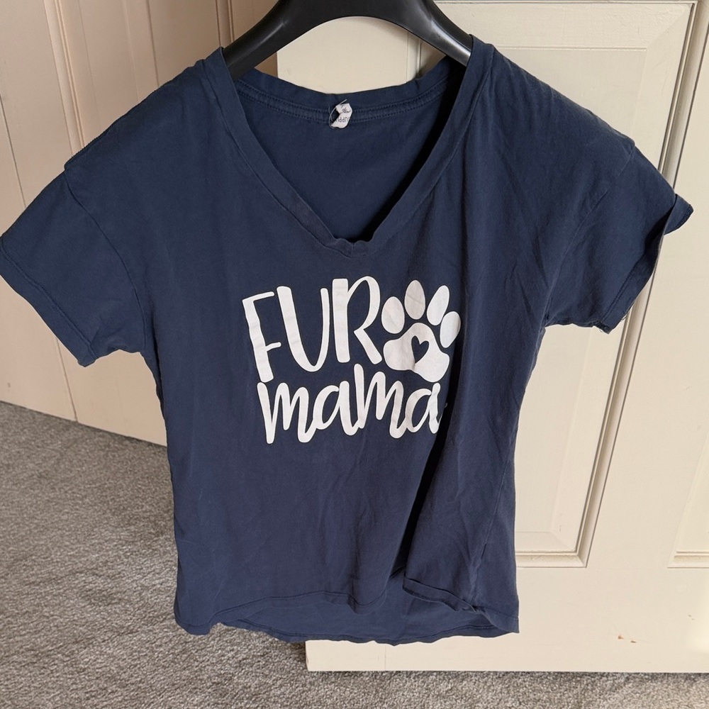 Navy 'Fur Mama' Graphic T-Shirt